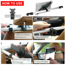 Load image into Gallery viewer, Universal Adjustable Alloy 360° Car Back Seat Phone Holder &amp; Tablet Holder 2 in 1 up to Size 14.0&quot;
