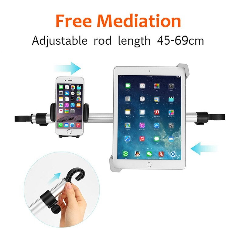 Universal Adjustable Alloy 360° Car Back Seat Phone Holder & Tablet Holder 2 in 1 up to Size 14.0"