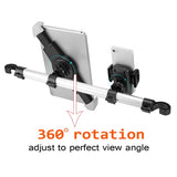 Universal Adjustable Alloy 360° Car Back Seat Phone Holder & Tablet Holder 2 in 1 up to Size 14.0"