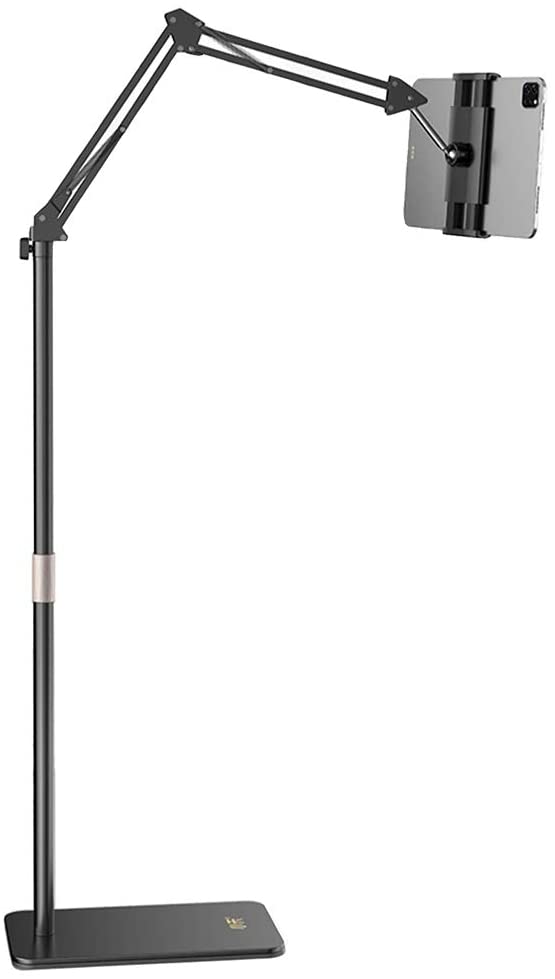 Phone & Tablet Floor Stand, Adjustable Height Free Angle Extension Scissor Arm, Holder Fits 4.7-12.9 inch iPad Pro Air iPhone Tablet/Phones