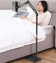 Load image into Gallery viewer, Phone &amp; Tablet Floor Stand, Adjustable Height Free Angle Extension Scissor Arm, Holder Fits 4.7-12.9 inch iPad Pro Air iPhone Tablet/Phones
