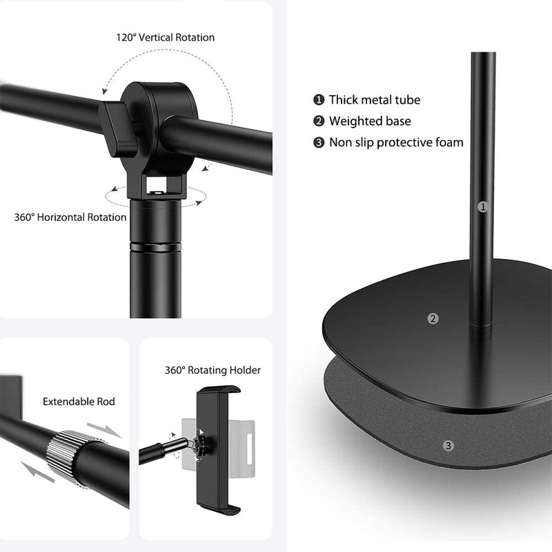 Angle Height Adjustable for Standing Sitting Lying Down Use - Support Phone/Tablet up to Size 12.9"