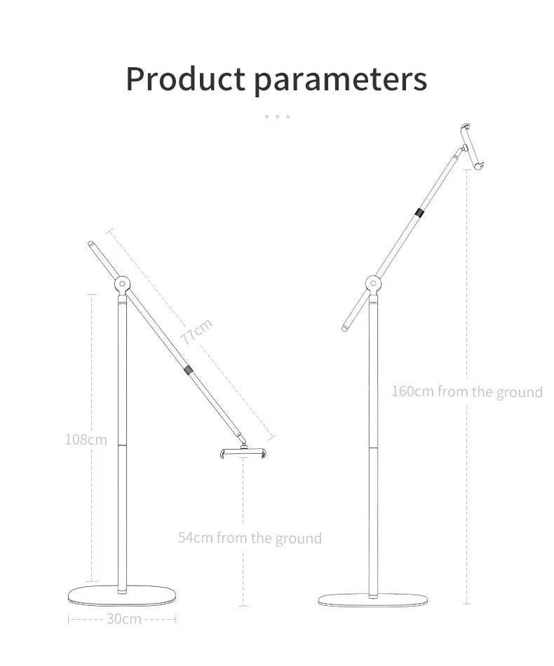 Angle Height Adjustable for Standing Sitting Lying Down Use - Support Phone/Tablet up to Size 12.9"