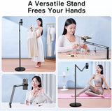 Universal 360° Cantilever Flexi Arm Floor Stand Steady Base (26cm, Weight 2.6Kg) for Phone up to 6.5" Inches