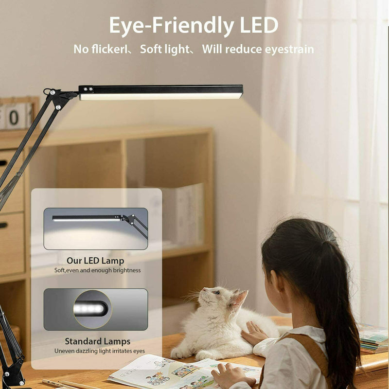 USB Powered LED Desk Lamp 3 Color Modes (Warm, Warm White White Light) 10 Dimmable Brightness with Lazy Spring Arm