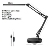 USB Powered LED Desk Lamp 3 Color Modes (Warm, Warm White White Light) 10 Dimmable Brightness