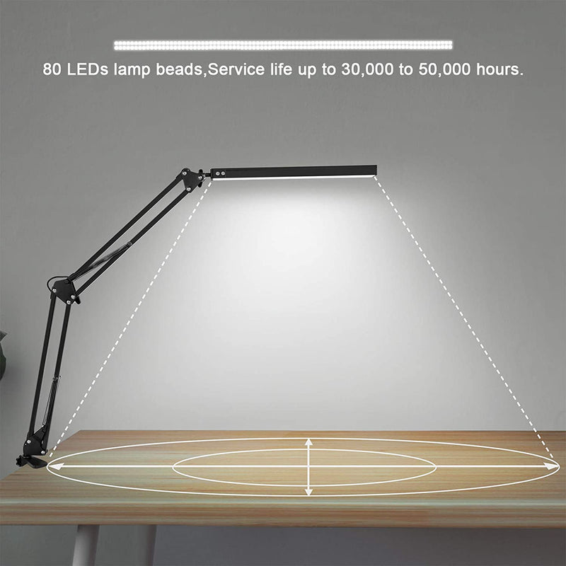 USB Powered LED Desk Lamp 3 Color Modes (Warm, Warm White White Light) 10 Dimmable Brightness with Lazy Spring Arm