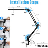 USB Powered LED Desk Lamp 3 Color Modes (Warm, Warm White White Light) 10 Dimmable Brightness with Lazy Spring Arm