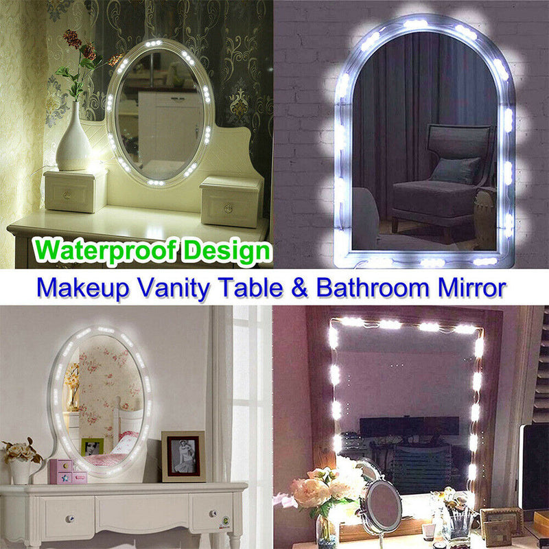 10 Strings 30 Beads Vanity Mirror Lights, Hollywood Style, Ultra Bright White, Dimmable Touch Control