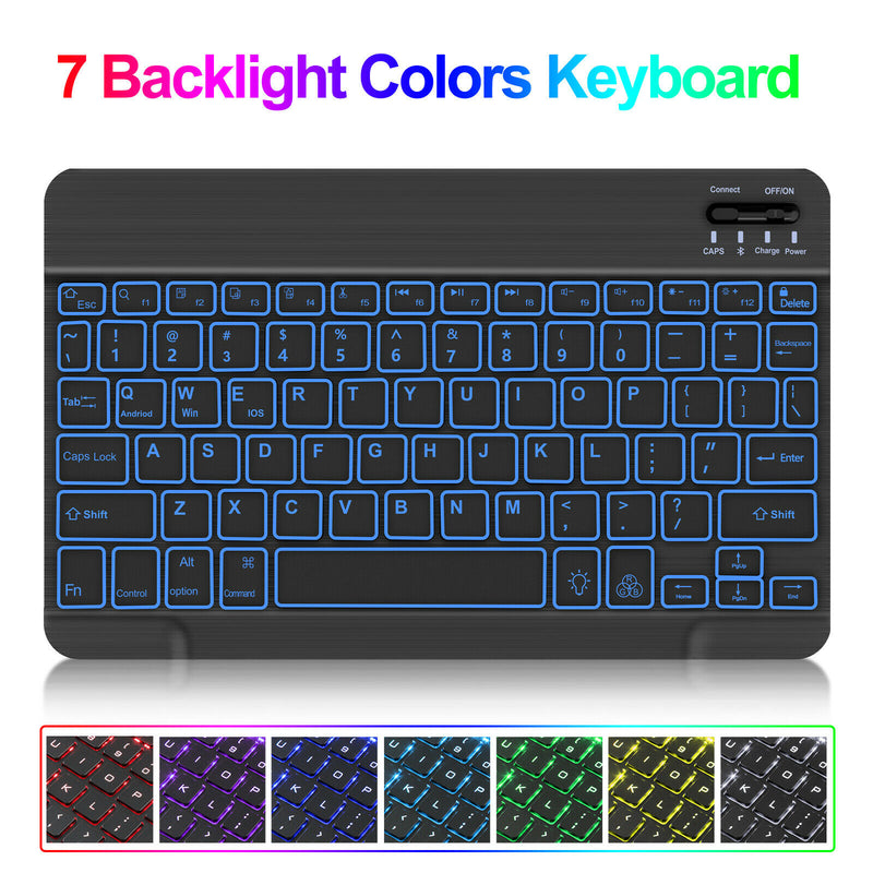 Bluetooth Wireless Keyboard Smart Case with 7 LED Backlight and Protective Case for iPad 7/8/9th Gen 10.2"