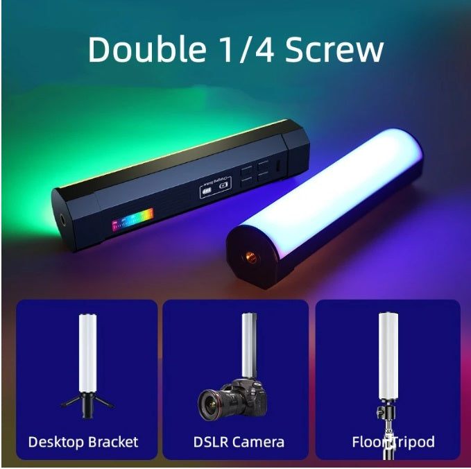 RGB Handheld LED Video Light Wand Stick Photography 4000mAh Battery With APP Remote Control 1000 Lumens Adjustable 3200K-9000K