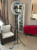 45CM/18.0 Inch RGB LED Ring Light, 3 Color Lights Dimmable, USB Powered with Tripod Stand Extendable to 2.1 Meter Height