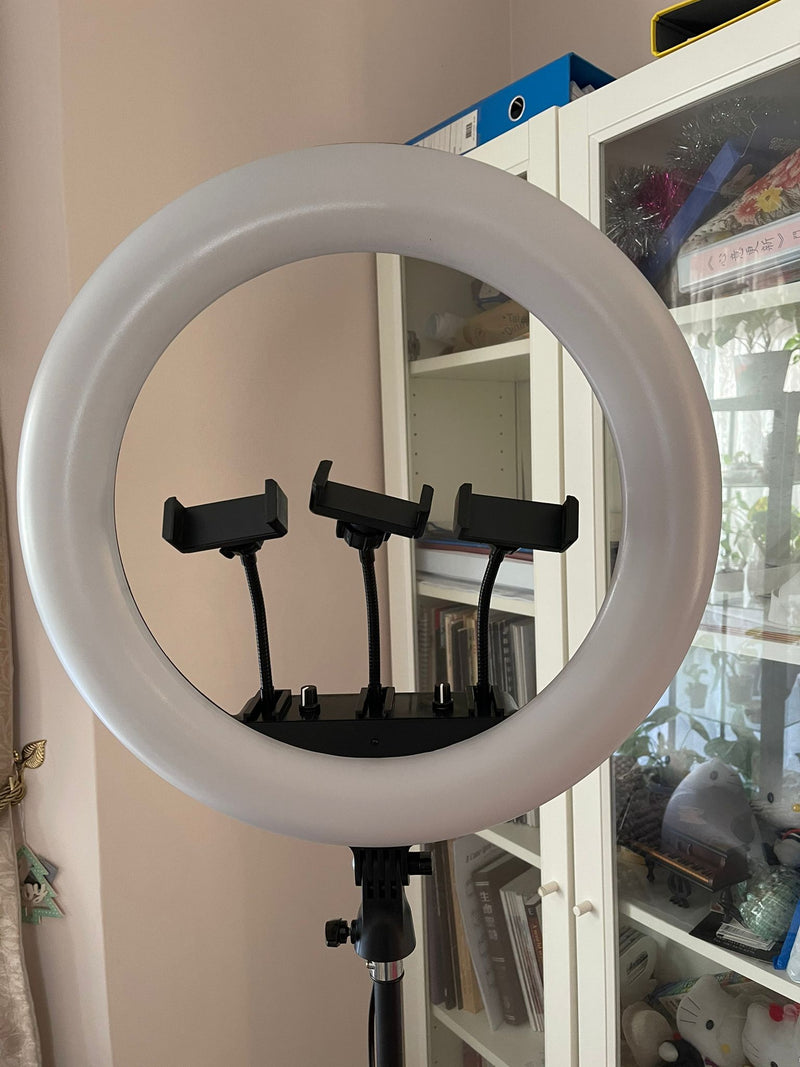 45CM/18.0 Inch RGB LED Ring Light, 3 Color Lights Dimmable, USB Powered with Tripod Stand Extendable to 2.1 Meter Height