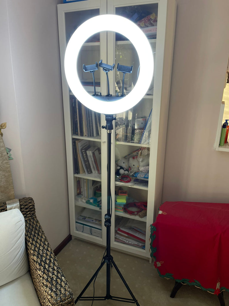 49cm/19.0 Inch LED Ring Light, Dimmable, 3 Color Modes with Extendable 2.1 Meter Tripod Stand