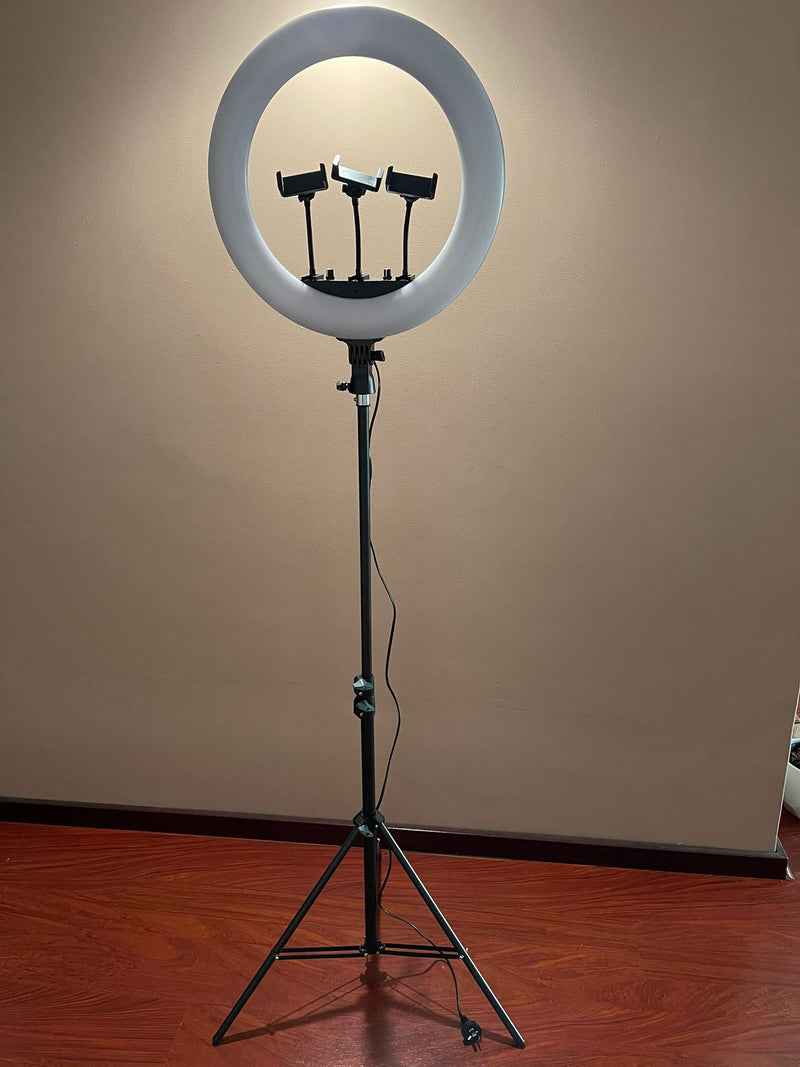 45CM/18.0 Inch RGB LED Ring Light, 3 Color Lights Dimmable, USB Powered with Tripod Stand Extendable to 2.1 Meter Height