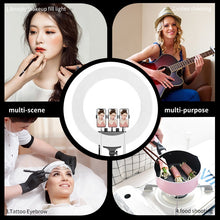 Load image into Gallery viewer, 56CM/22 Inch LED Ring Light, 3 Color Dimmable, with Remote &amp; Tripod Stand Extendable to 2.1 Meter
