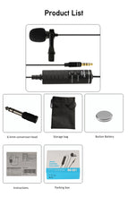 Load image into Gallery viewer, Omnidirectional Metal Microphone 3.5mm Jack Lavalier Tie Clip For Computer Laptop Mobile Phone
