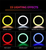 33CM/13.0 Inch RGB LED Ring Light, 3 Color Lights Dimmable, USB Powered with Tripod Stand Extendable to 2.1 Meter Height