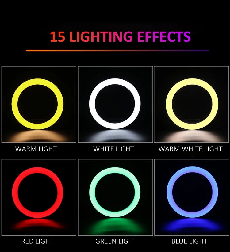 33CM/13.0 Inch RGB LED Ring Light, 3 Color Lights Dimmable, USB Powered with Tripod Stand Extendable to 2.1 Meter Height