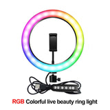 33CM/13.0 Inch RGB LED Ring Light, 3 Color Lights Dimmable, USB Powered with Tripod Stand Extendable to 2.1 Meter Height