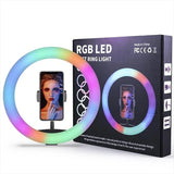 36CM/14.0 Inch RGB LED Ring Light, 3 Color Lights Dimmable, USB Powered with Tripod Stand Extendable to 2.1 Meter Height