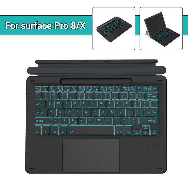 Surface Pro 8/Surface Pro X Backlit Bluetooth Keyboard (7-Color) with Touchpad with Rechargeable Battery