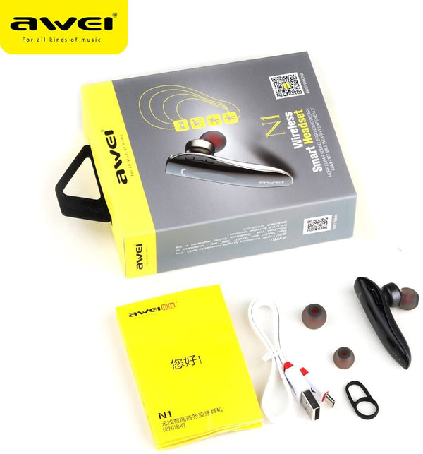 AWEI N1 Single Bluetooth Headset Portable Multipoint HD Business Headphone with Microphone