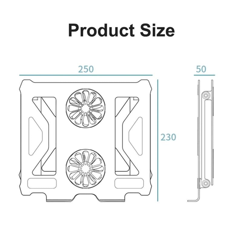 Aluminum Alloy Adjustable Laptop Stand up to17" Bracket Lifting Cooling Holders with Cooling Fan