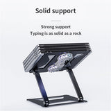 Aluminum Alloy Adjustable Laptop Stand up to17" Bracket Lifting Cooling Holders with Cooling Fan