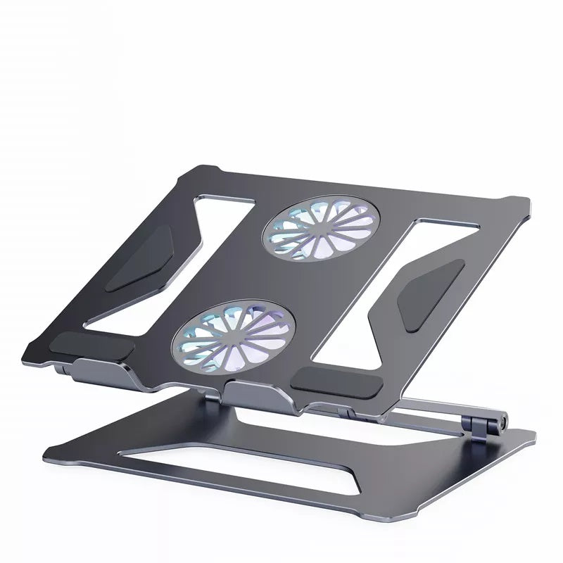 Aluminum Alloy Adjustable Laptop Stand up to17" Bracket Lifting Cooling Holders with Cooling Fan