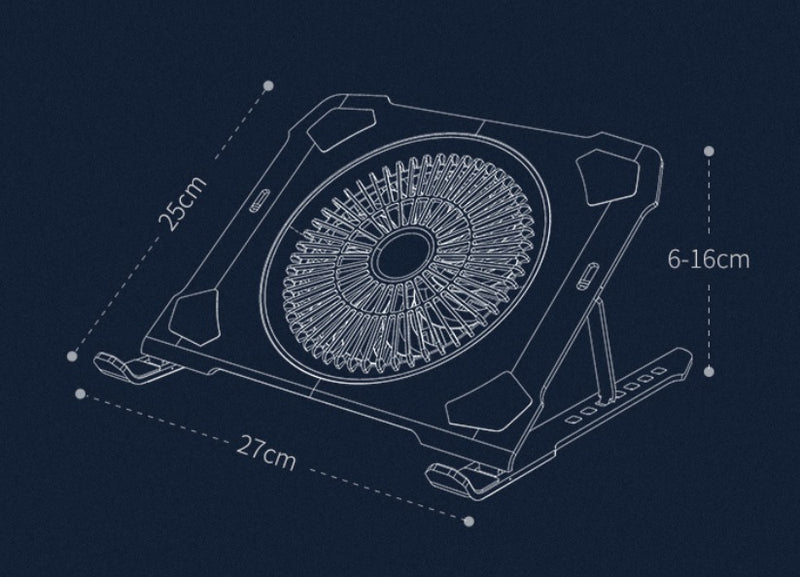 Universal Foldable Laptop & Tablet Stand Ergonomic Height Adjustable Stand with Big LED Cooling Fan