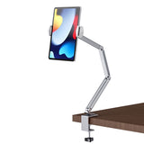 360° Rotation Long Arm Alloy Phone/Tablet Holder up to 13", 3~Shaft Design Multi Angle Adjustable