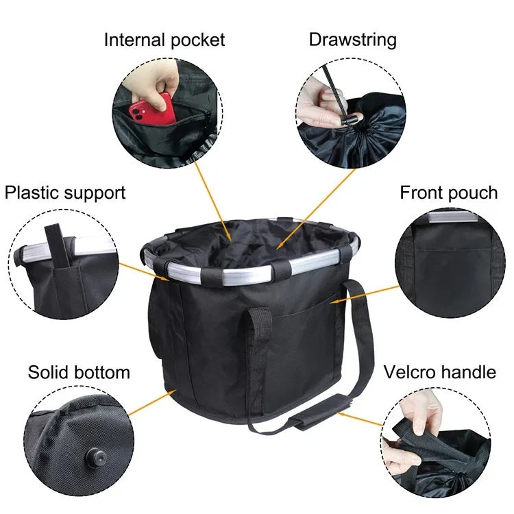 Foldable Cycling Bicycle Quick Release Front Bike Basket Waterproof, Pet Front Bag (33*22*25-36cm)