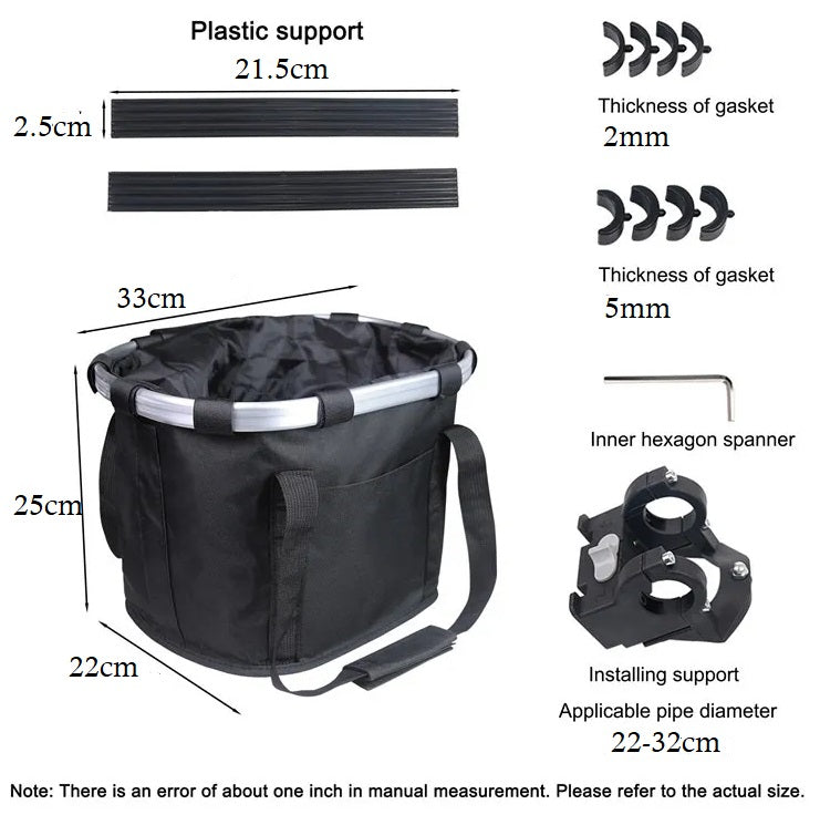 Foldable Cycling Bicycle Quick Release Front Bike Basket Waterproof, Pet Front Bag (33*22*25-36cm)