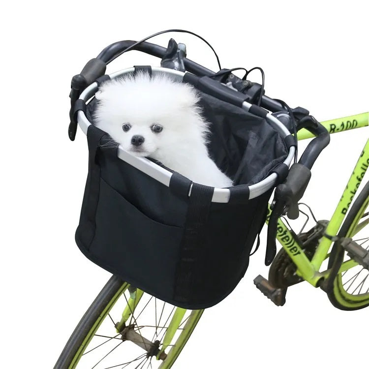 Foldable Cycling Bicycle Quick Release Front Bike Basket Waterproof, Pet Front Bag (33*22*25-36cm)