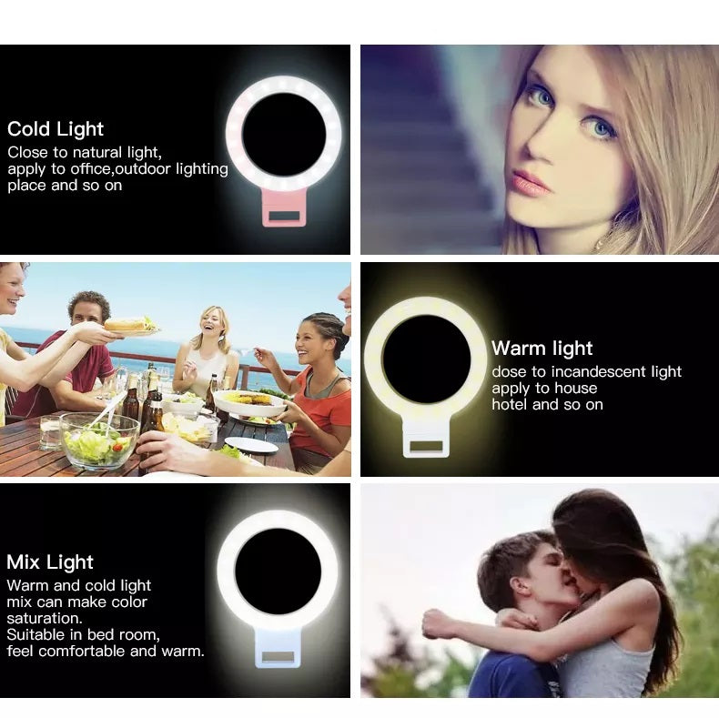 4.5" Universal 3-Mode Rechargeable Selfie Led Fill Light Camera Photography For Phone