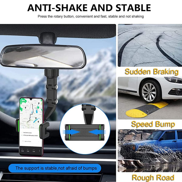 Car Rear View Mirror/ Headrest/ Desktop/ Cabinet 360° Rotation Adjustable Multipurpose Mobile Phone Holder