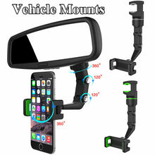 Load image into Gallery viewer, Car Rear View Mirror/ Headrest/ Desktop/ Cabinet 360° Rotation Adjustable Multipurpose Mobile Phone Holder
