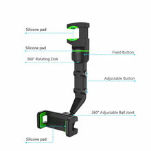 Load image into Gallery viewer, Car Rear View Mirror/ Headrest/ Desktop/ Cabinet 360° Rotation Adjustable Multipurpose Mobile Phone Holder

