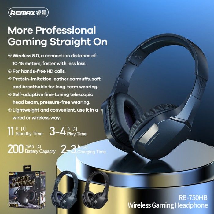 REMAX RB-750HB Bluetooth Wireless Gaming Headphone TF Card Slot HIFI Sound Retractable