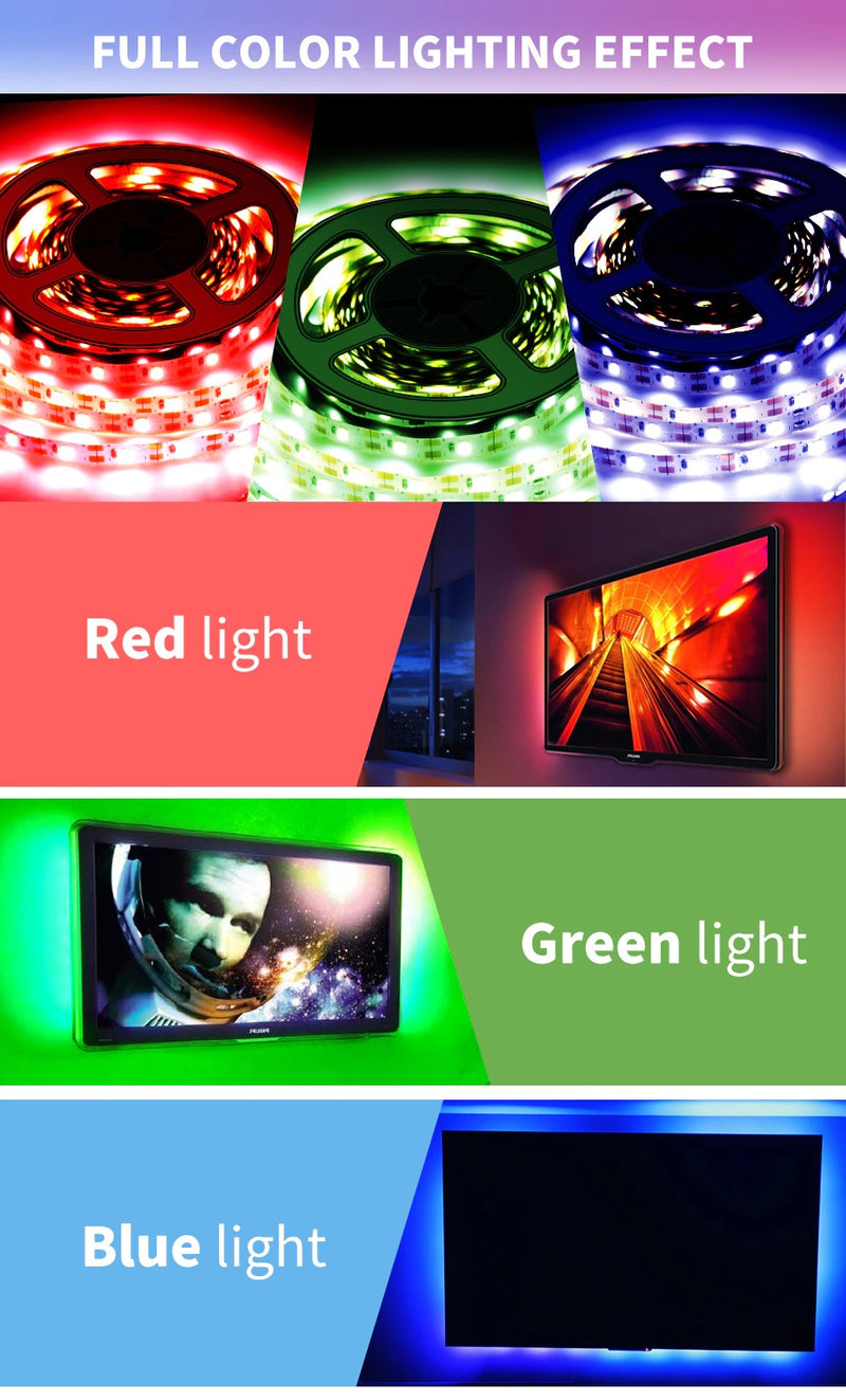 RGB LED Strip Light Water resistant SMD 2835 RGBW Tape Diode 24Key Remote control Led Light 3.0M