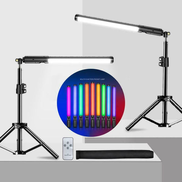 RGB LED Light Wand Handheld Fill Light Photography Light Stick Bar with Remote & Tripod Stand Extendable 2.1 Meter