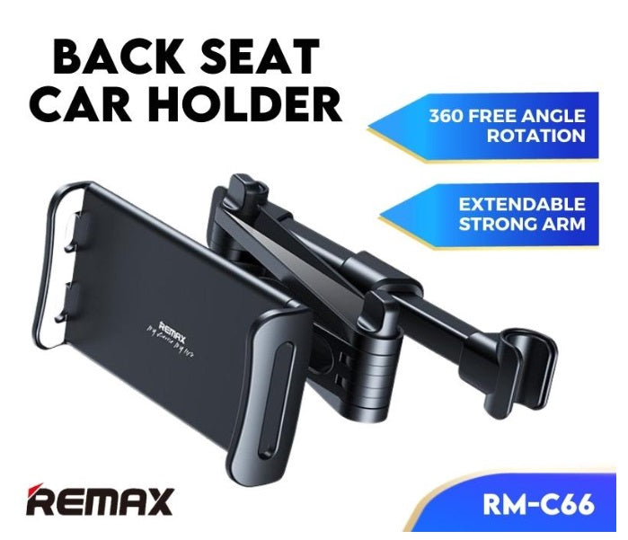 REMAX Retractable Car Back Seat Headrest Clip Holder Support for Phone & Tablet Support up to 11" Inch