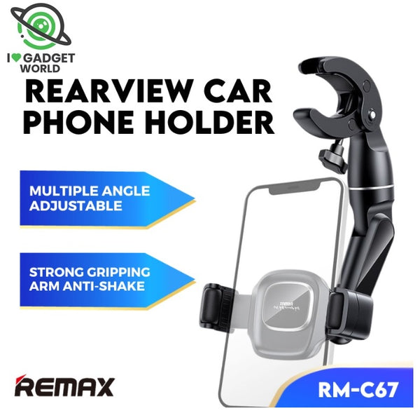 REMAX One Hand Flexi 360° Adjustable Phone Holder Flexi Clamp Rear View Mirror Car Headrest Handle Bar