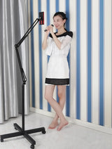 Universal Phone Tablet Holder with Adjustable Long Arm Clamp & Roller Floor Stand