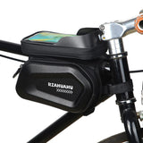 RZAHUAHU 7" Mobile Phone Bike Front Frame Bag Waterproof Touch Screen EVA Hard Shell Top Tube Storage Bag (YA-464)