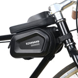 RZAHUAHU 7" Mobile Phone Bike Front Frame Bag Waterproof Touch Screen EVA Hard Shell Top Tube Storage Bag (YA-464)