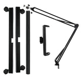 Universal Phone Tablet Holder with Adjustable Long Arm Clamp & Roller Floor Stand