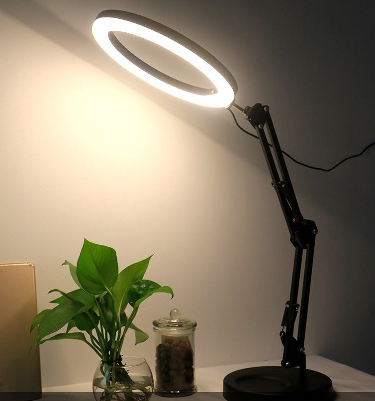 26cm/10.0 Inch LED Ring Light, Dimmable, 3 Color Modes USB Powered with Adjustable Swing Arm Desk Stand