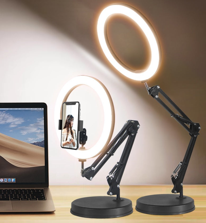 26cm/10.0 Inch LED Ring Light, Dimmable, 3 Color Modes USB Powered with Adjustable Swing Arm Desk Stand